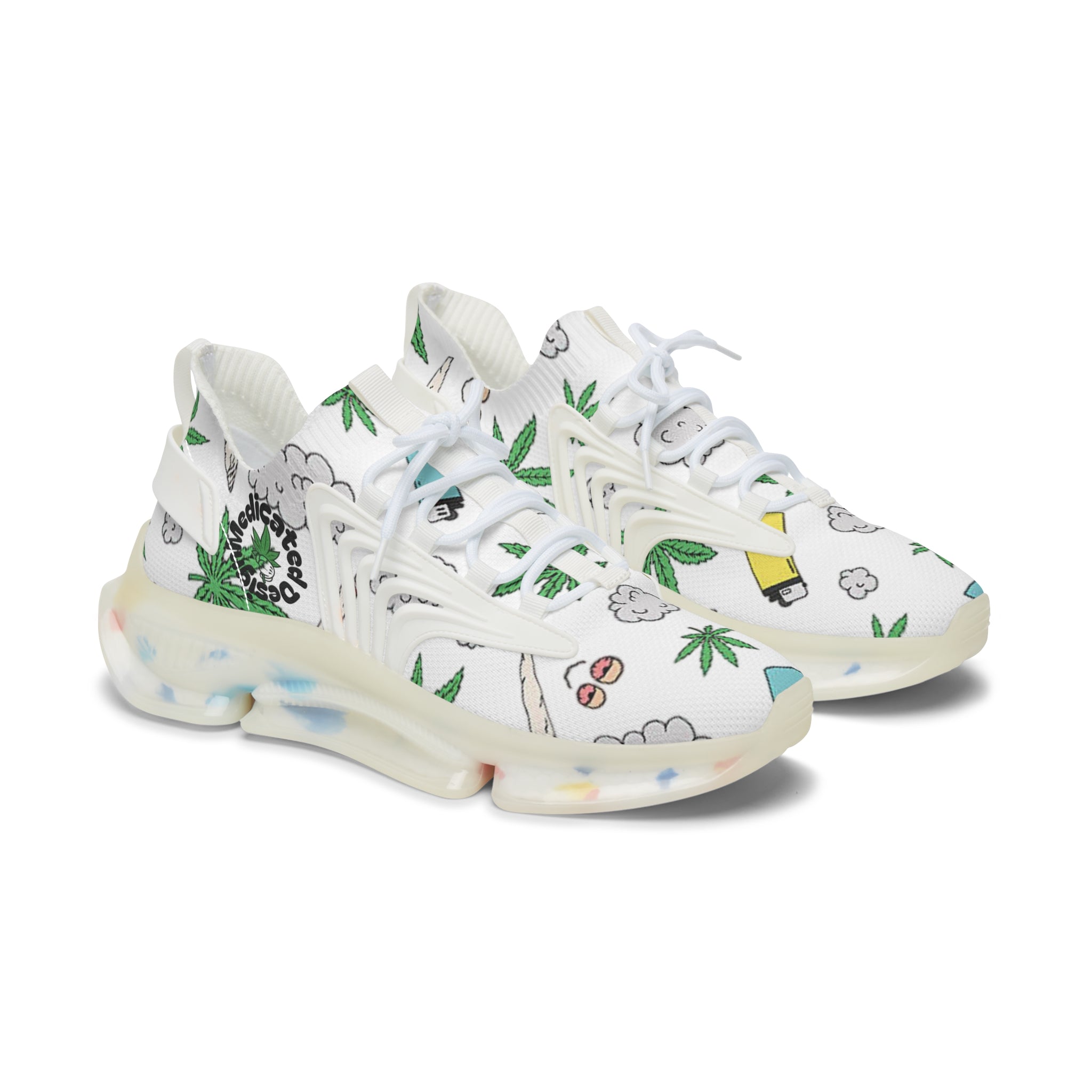 Women Medicated Design Mesh Sneakers